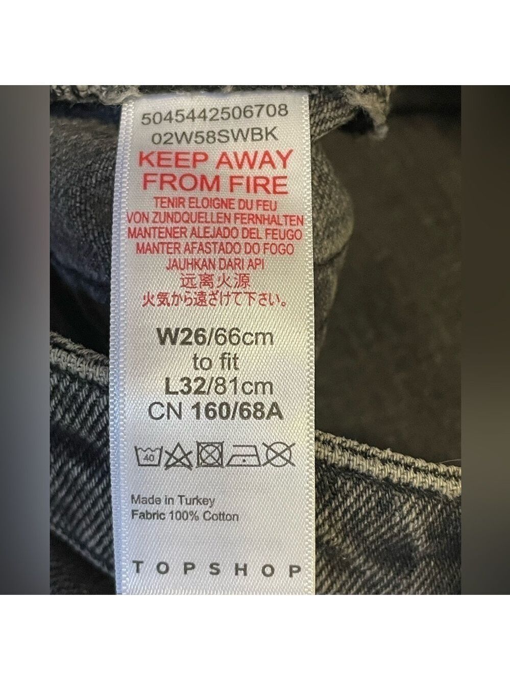 NWT TOPSHOP Distressed Washed Black Mom Tapered Jeans size 4 / 26 - Picture 11 of 12